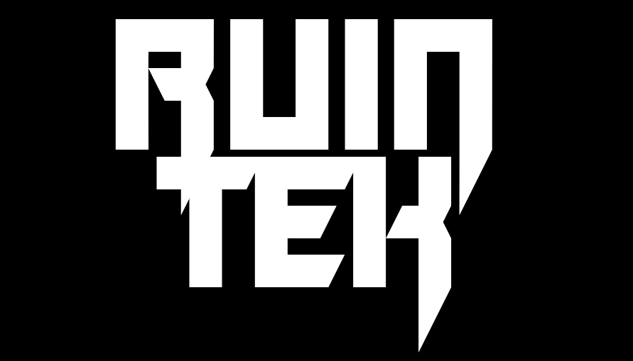 RUIN TEK logo, white on black